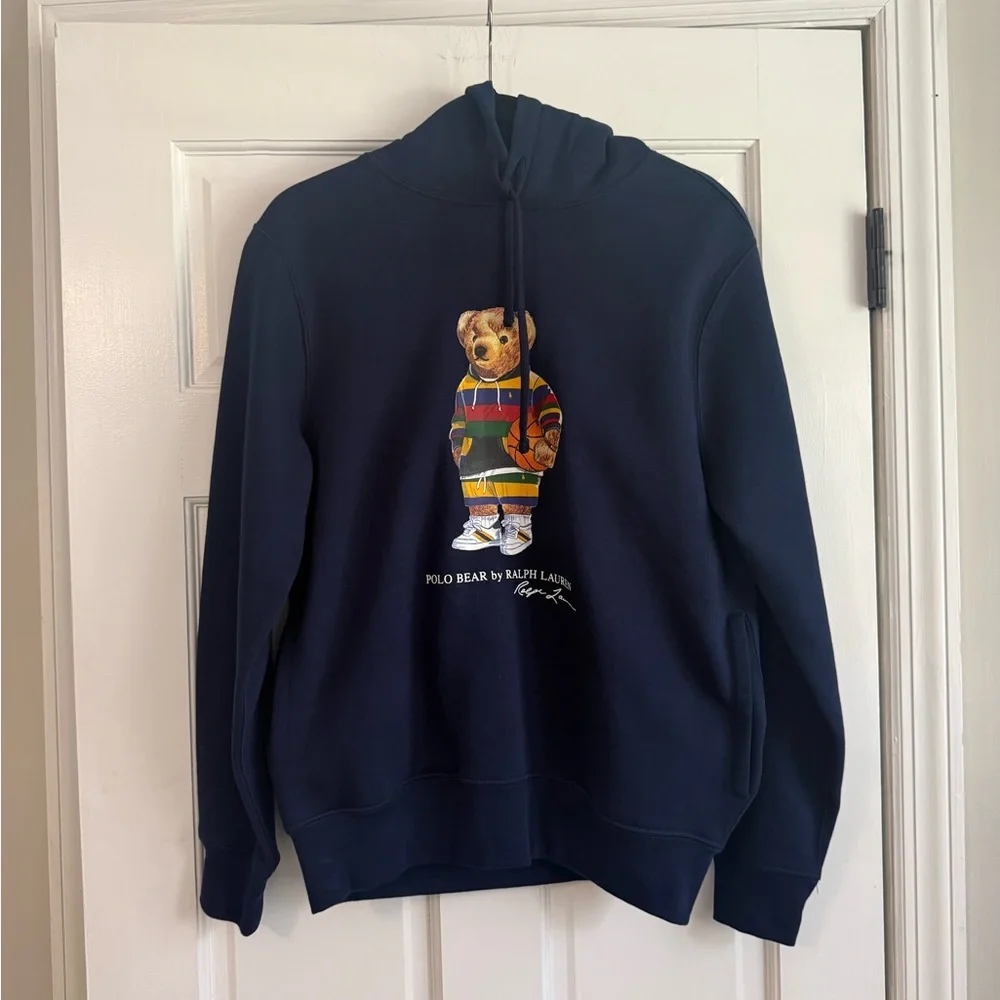 Polo by Ralph Lauren Navy Hoodie with Polo Bear Graphic Men can be unisex